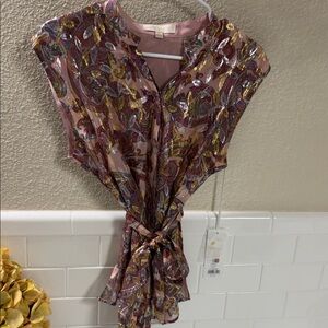 Etcetera Courtly Metallic 77% Silk blouse . Size 8